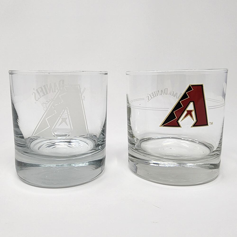 2 Jack Daniels Arizona Diamondbacks Whiskey Rocks Glasses. EUC